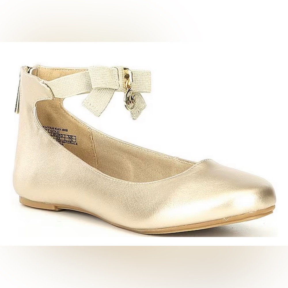 MICHAEL Kors, the Girl's Kenyah Kay Signature Logo Charm Ballet Flats EUC sz 5